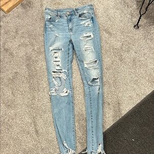American Eagle Outfitters Light Blue Distressed Skinny Jeans